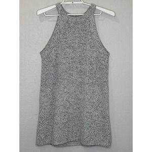 Madewell Valley Sweater Dress Womens Size Large Gray Halter Ribbed Knit Cotton